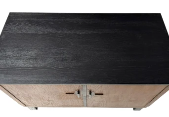 Art Deco Modernist Sideboard or credenza with Black Lacquered Top, 1930s